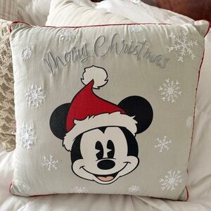 Disney Christmas Mickey Mouse Santa Holiday Decor Throw Pillow 17x17